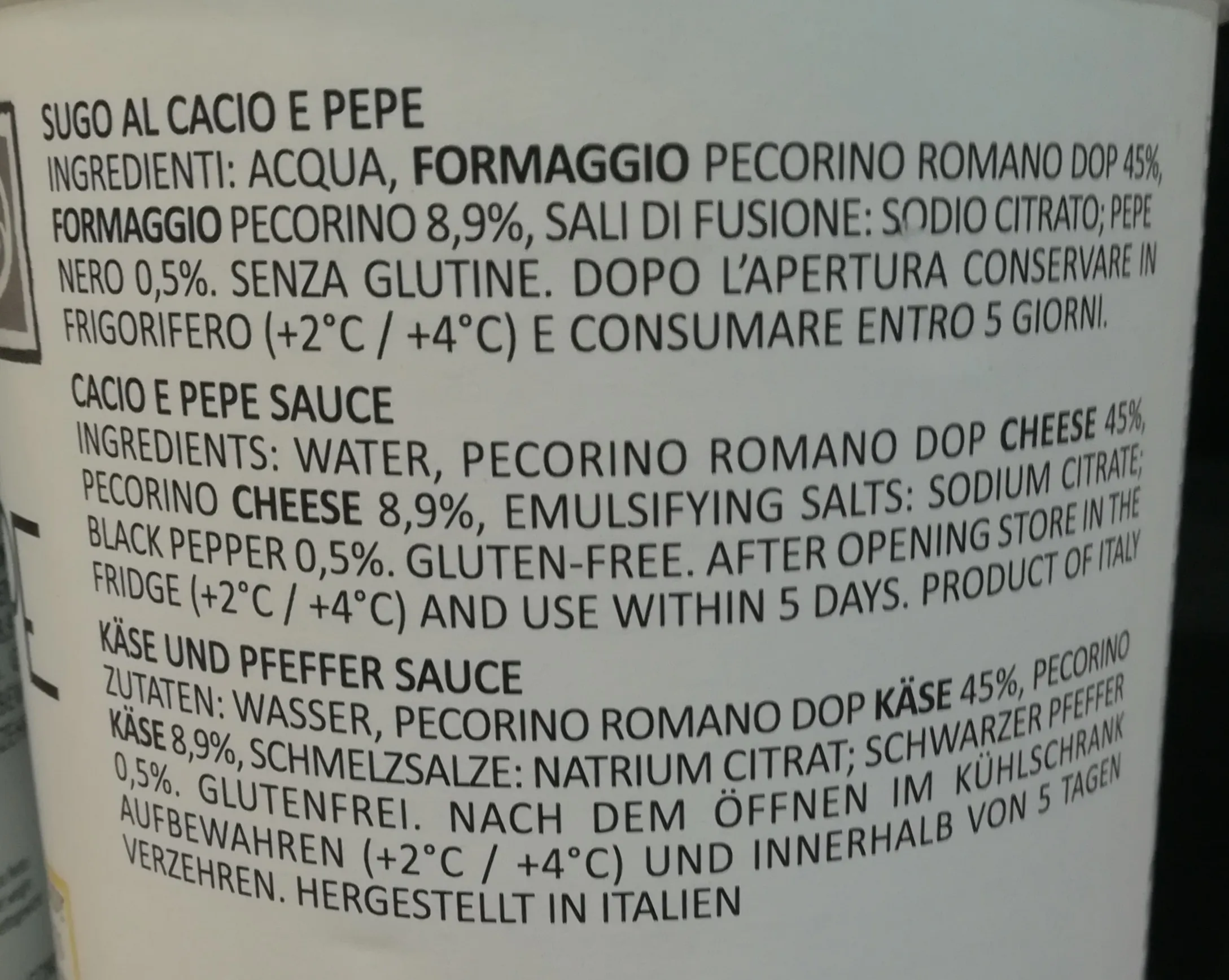 Cacio e Pepe salsa per pasta AMERIGO 1934 800gr - immagine 2